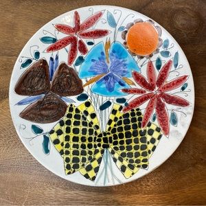 Mid Century Modern Decorative Wall Plate Italy, Abstract Floral